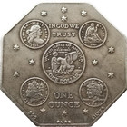 35mm 1776-1976 French Octagonal Statue Of Liberty Brass Silver Medal Coin