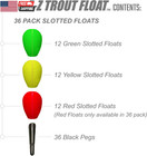 E-z Trout Floats - 36 Easy To Adjust Slotted Fishing Bobbers - Freshwater And Sa