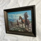 Vintage Wild Horses Lenticular 3d Framed Picture  13 5    X 10 5    Equestrian