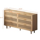 W59  Bedroom 6-drawers Double Dresser Chest Of Drawers Wooden Rattan Cabinet