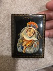 Vintage Russian Princess Fedoskino Hand Painted Lacquer Box  3  X 2 1 2  