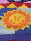 Vintage Palm Cove Beach Towel  Oversized 67x40 Celestial Sun Yellow Red Blue