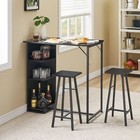 3pcs Dining Set Table With 2 Height Chairs Bar Stools Wood Top For Small Kitchen