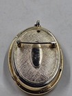 Vintage Shell Cameo Pill Box Locket Brooch Pendant Gold Tone Opens Woman 1 5 