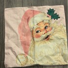 Vintage Style Santa Snowman Christmas Pillow Covers Set X2 Pink Retro Mcm 18x18