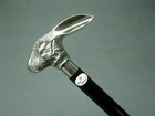 Walking Wooden Stick Nautical Antique Design Silver Rabbit Handle Vintage Gift