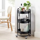 3 Tier Round Metal Utility Cart Black - Brightroom