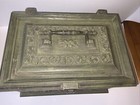 Vintage Sewing Keepsake Box Max Klein Green Ornate Plastic