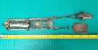 Antique Chatelaine Scent Bottle Perfume   Notepad W Clip 19thc Silver Filigree