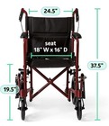 Medline Red   Black Foldable Wheelchair Free Shipping 