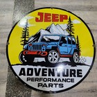 Jeep Adventure Porcelain Enamel Sign 30 Inches Round
