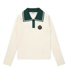         authentic Women M lbon Embroidery Golf Autumn Winter Knit Cardigan Shirt Sml