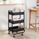 3 Tier Metal Utility Cart Black - Brightroom  Rolling Storage Trolley With