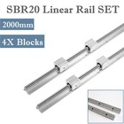 2pcs Sbr16-2000mm Linear Rail Guide   4pcs Sbr16uu Square Type Slide Bearing    
