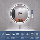 New 24 In Led Bluetooth Round Mirror 3 Color Wall Vanity Dimmable Anti Fog Touch
