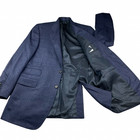 Bespoke Men s 100  Wool Knit 2-button Tweed Blazer jacket Navy Blue     42r