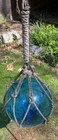 Vintage Glass Fishing Float Buoy Ball Large 12  Green   Blue Good Condition