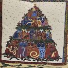 Laurel Burch Christmas Cats On Tree Throw Pillow Tapestry 17  Square Decor Lady