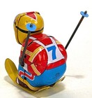 Vintage Hiro Tin Litho Mechanical Wind Up Toy Acrobat Skier Skiing Japan Rare 