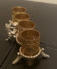 Vintage Hollywood Regency Vanity 4 Spot Lipstick Holder Gold Tone With Cherub  