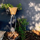 Vintage Midcentury Plant Stand Jardiniere - Elegant White Metal Wire Formart 15a