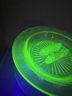 Vintage Uranium Green Glass Ashtray Checkerboard Matchbook Holder 4    Glows