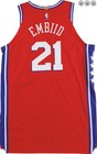 2021 Joel Embiid Philadelphia 76ers Game Worn used Red Statement Jersey 175679
