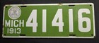 Pair 1913 Michigan Porcelain License Plates With Repeat Numbers  No Touch Ups 