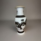 Vintage Chinese Crackle Glaze Porcelain Raised Dragon Vase Marked Beautiful 8   