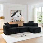 114  Modular Cloud Sectional Sofa W  L-chaise  Ottoman  Black Corduroy