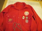 Official 1960 s Vintage Red Wool Boy Scout Jacket W  Boy riffle Patches   More