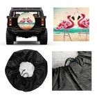 2 Flamingos On 17  Fits Tire Cover Diameter 31 -35  2 Flamingos On The Beach
