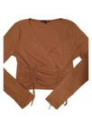 Fashion Nova V Neck Tie Front Revealing Top Women s Size Medium Brown   Klt