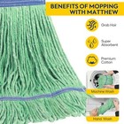 Heavy Duty Mop Head Replacement  Blue Cotton  Looped End  6 Pack - Green