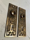 2 Antique Mallory Wheeler Arabic 5 1 4 X 1 3 4    Cast Brass Door Knob Back Plate
