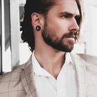 Pair Black Agate Organic Stone Tunnels Double Flare Plugs Earlets Gauges