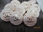 Lot Of Seven  20 Mm Designer Cc Button Gold Tone  White  Chanel 7 Buttons