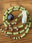 Vintage Lime Jade Bead Necklace W carved Scent Or Keepsake Bottle Pendant