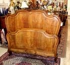 French Antique Carved Walnut Louis Xv Queen Size Bed