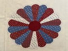 Vtg Dresden Quilt Top Fabric Calico 43x84 Cotton Blue Red