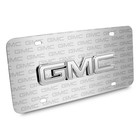 Gmc Chrome Metal 3d Logo On Logo Pattern Brushed Aluminum License Plate