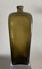 Vintage 1700   s Hand Blown Pontil Olive Yellow green Crude Lip Case Gin Bottle