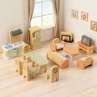 35pcs Wooden Dollhouse Furniture Set With Dolls For 5 Rooms Kits For Girls