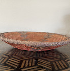 Vtg African Colored Grass Coil Basket Bowl Handmade Large 15  Hand Woven Tribal