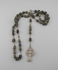 Vintage Connemara Green Marble Stone Bead Rosary Irish Catholic Prayer