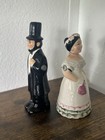2-pc Vintage Magnetic Ceramic Salt   Pepper Shaker Set Pair Abraham Lincoln Mary