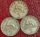 3 Very Nice 1969 1981 1986 Jamaica 5 Cents Crocodile Coin-dec253