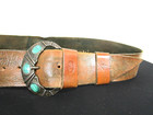 Handmade Rustic Boho Brown Leather Brass Buckle Wide Belt Women M l 30 -38 