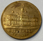 1850s New York  Ny City Hall  Theodor Bollenhagen   Co Merchant Token Unc  Zm