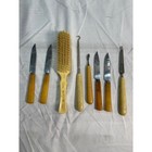 Antique French Ivory Celluloid Vanity Set 14pc Monogrammed Mirror Brushes Jars